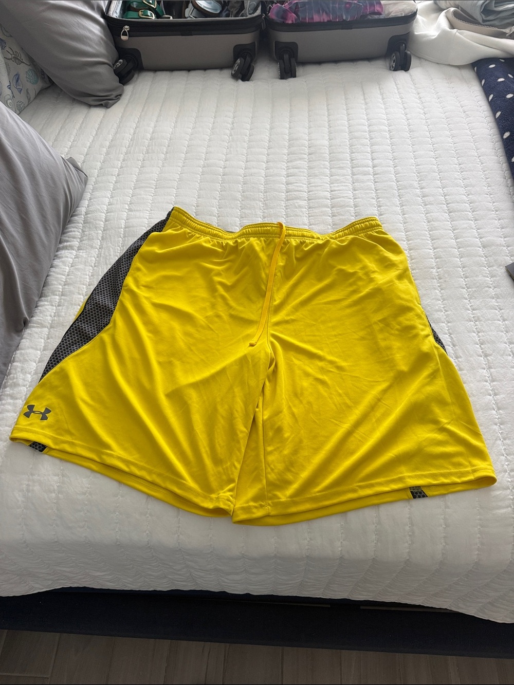 Under Armour Men’s Bright Yellow Athletic Shorts with Black Accents